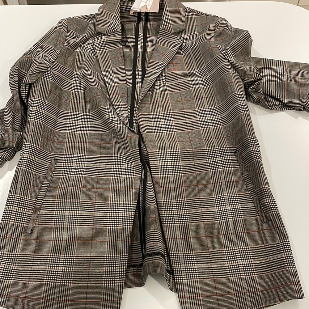 NWT Philosophy Plaid Women's Jacket - Gray and brown tones in size small